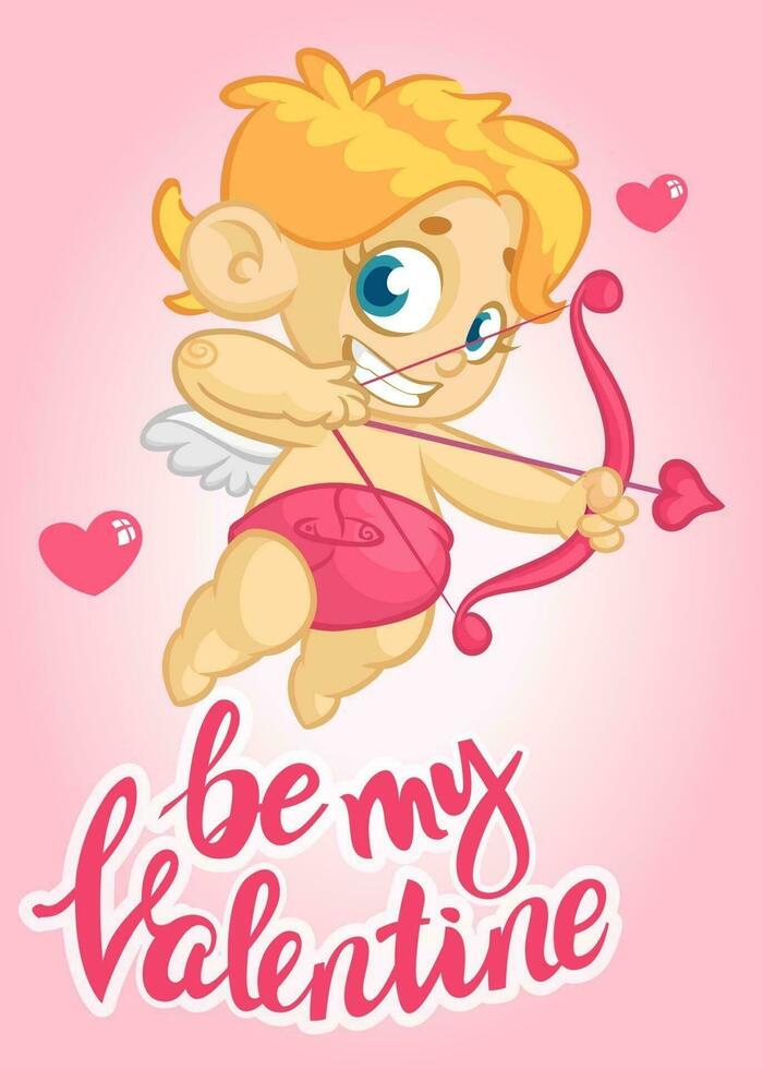 Cartoon cupid. St Valentine's vector postcard