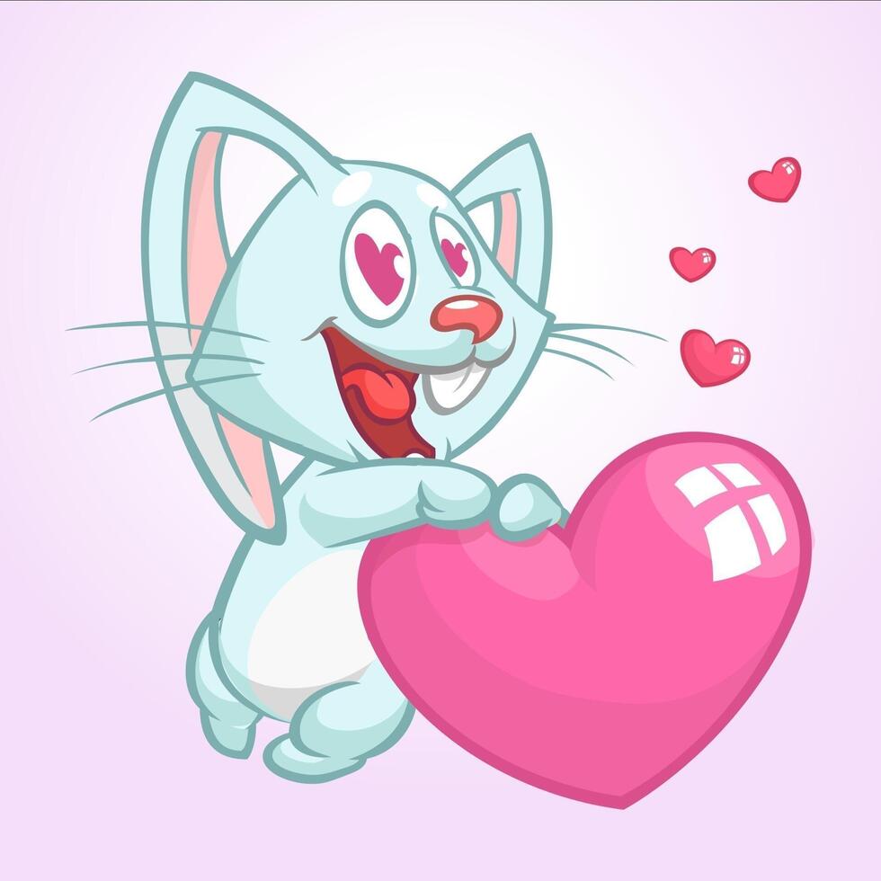 Cute cat holding a heart vector