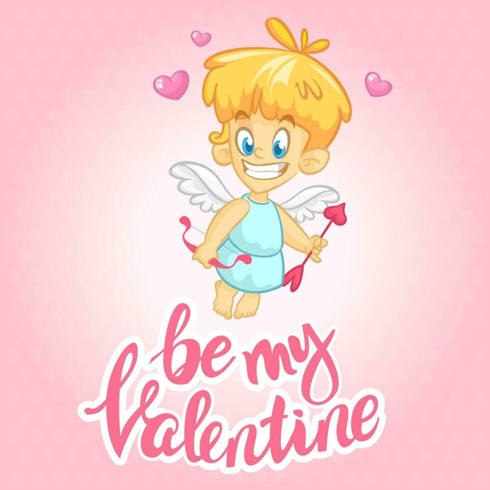 Cartoon cupid character. St Valentine's vector postcard