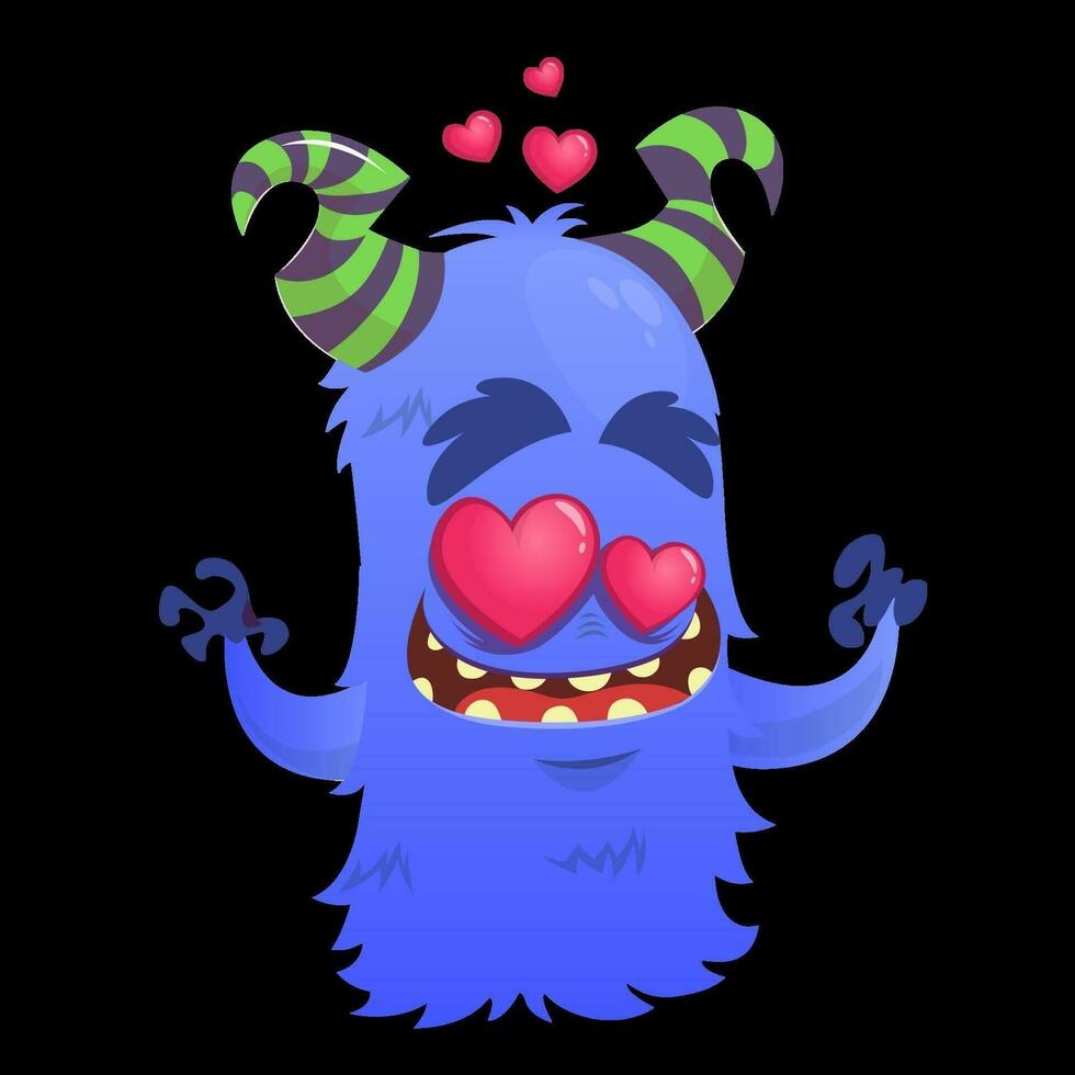 dibujos animados gracioso monstruo en amor. S t san valentin día ilustración vector