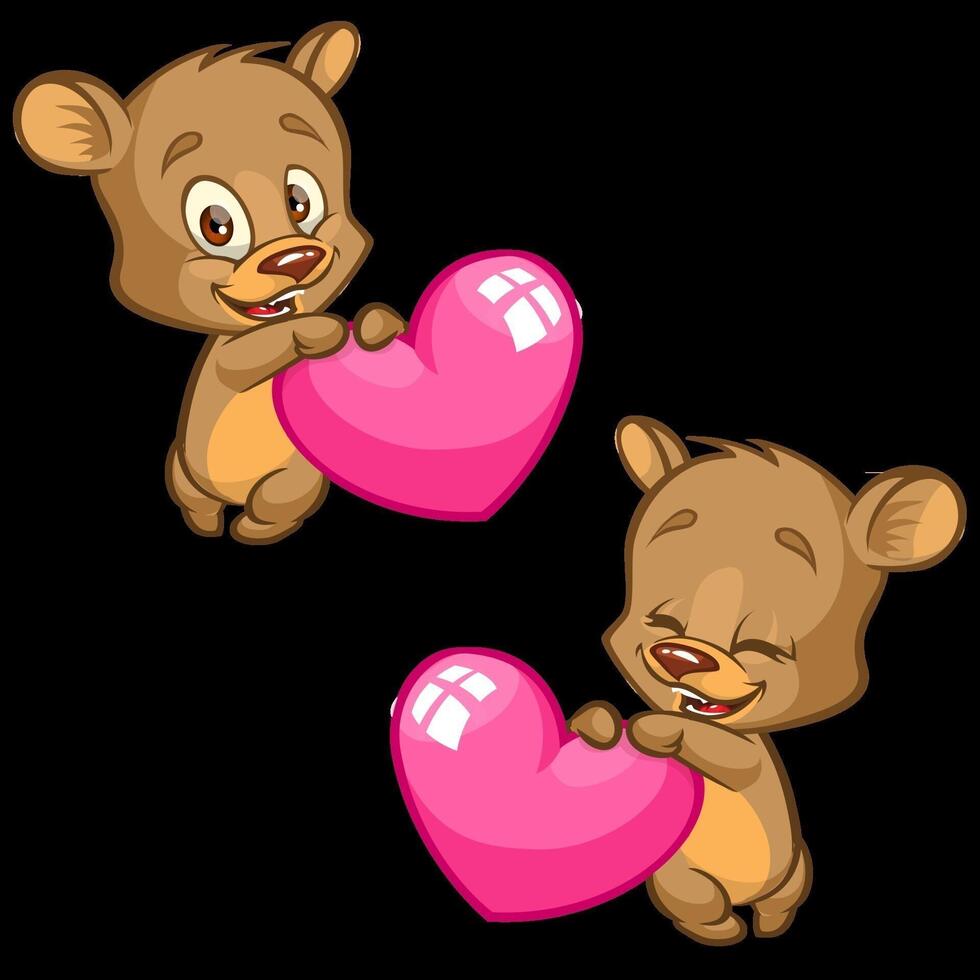 Cartoon bears with a heart vector