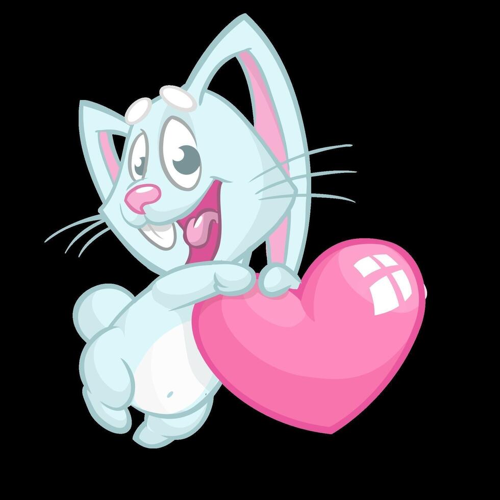 Cartoon bunny with pink heart vector