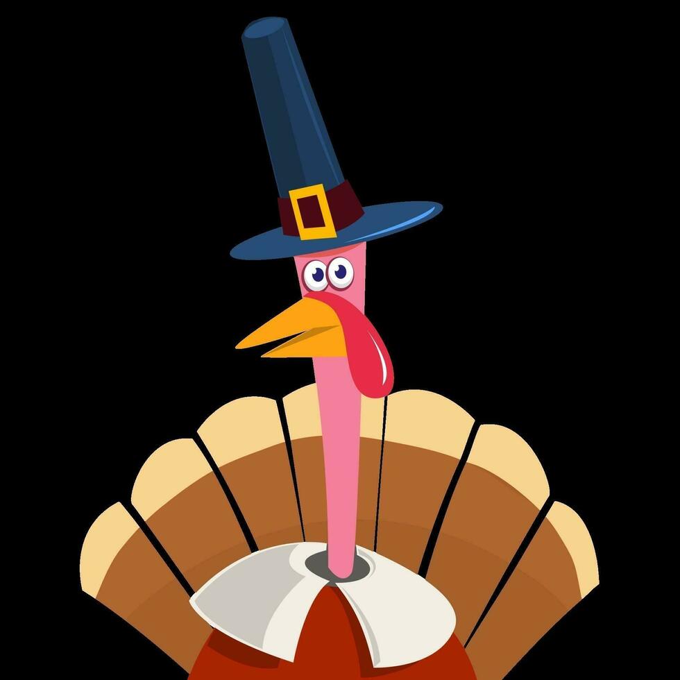 Cartoon illustration of a happy cute thanksgiving turkey. Vector illustration isolated. Design for Thanksgiving Day