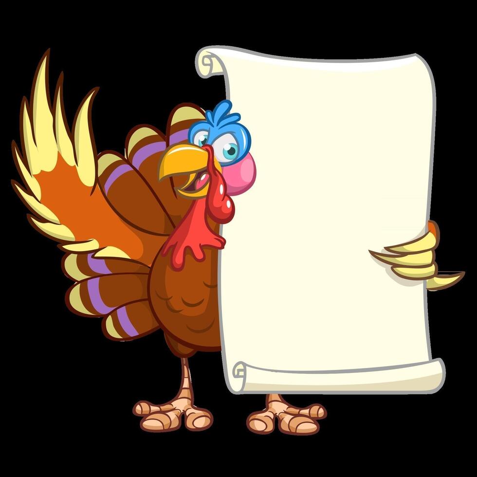 Cartoon turkey holding a scroll vector