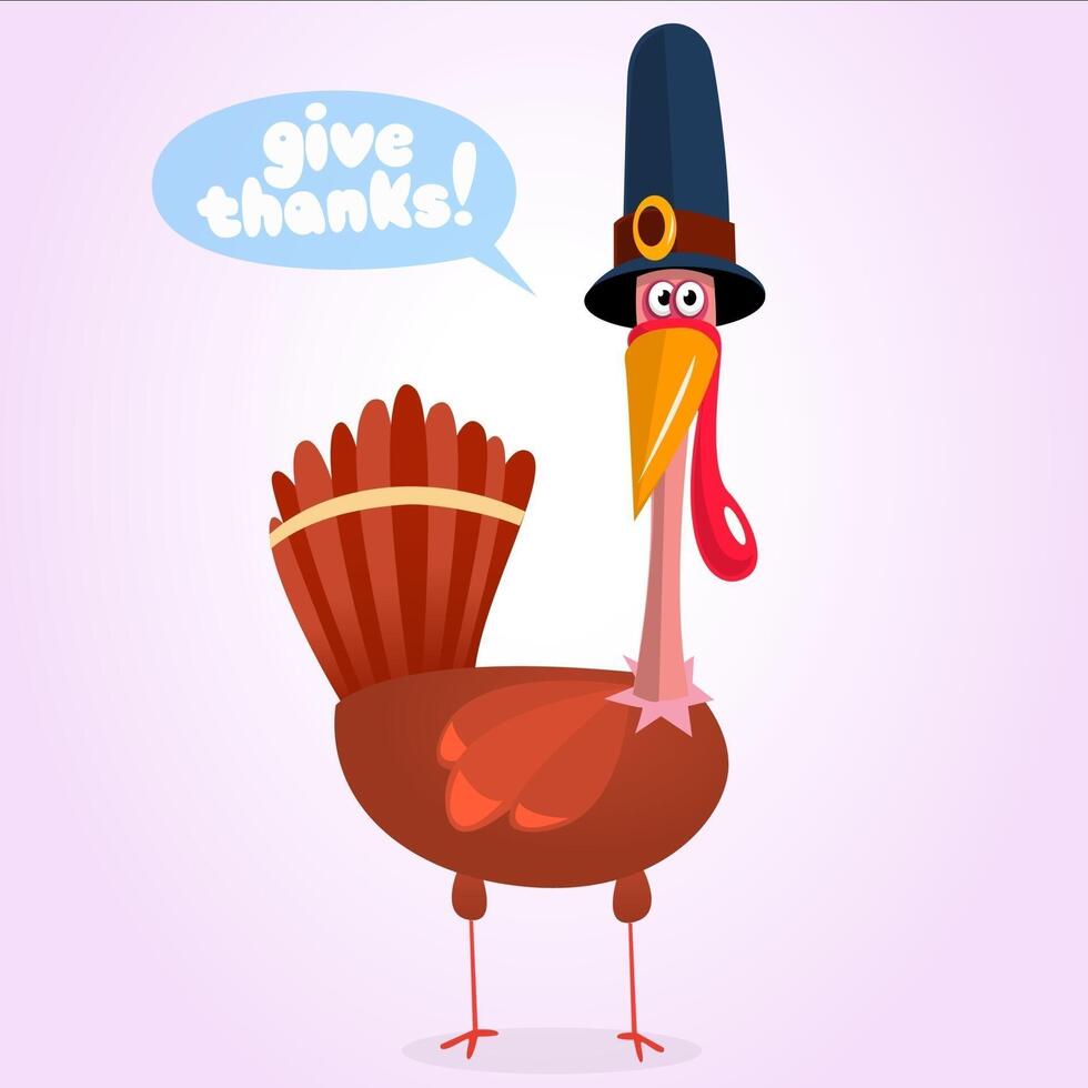 Thanksgiving turkey with a hat vector