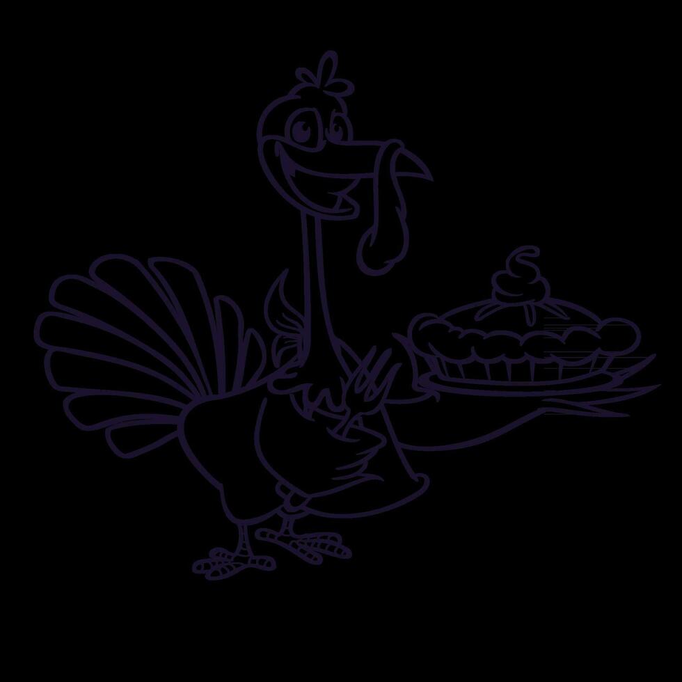 Cartoon illustration of a happy cute thanksgiving turkey. Vector illustration isolated. Design for Thanksgiving Day