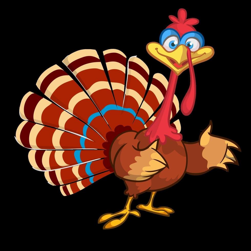 Cartoon turkey with colorful feathers vector