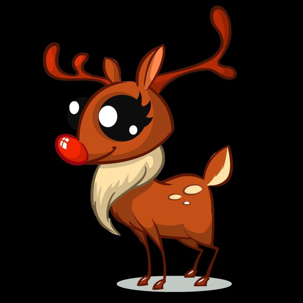 Cartoon Christmas Reindeer with red nose. Vector illustration