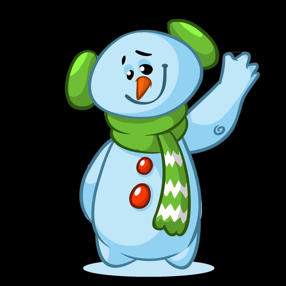 Cartoon snowman waving hello vector