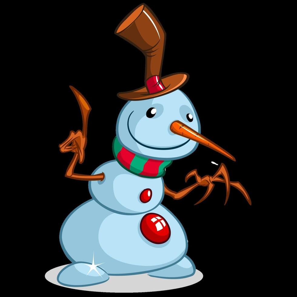 Cartoon snowman with a hat vector