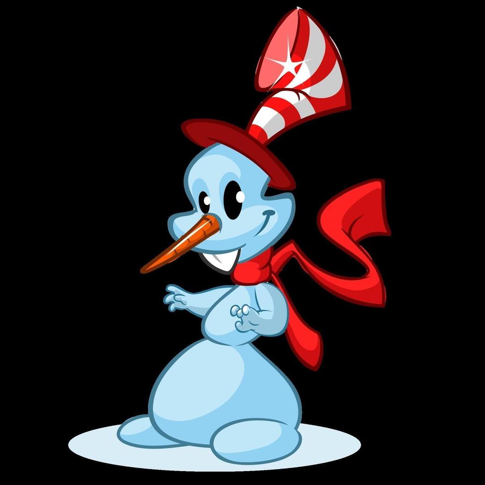Cartoon snowman with hat and scarf vector