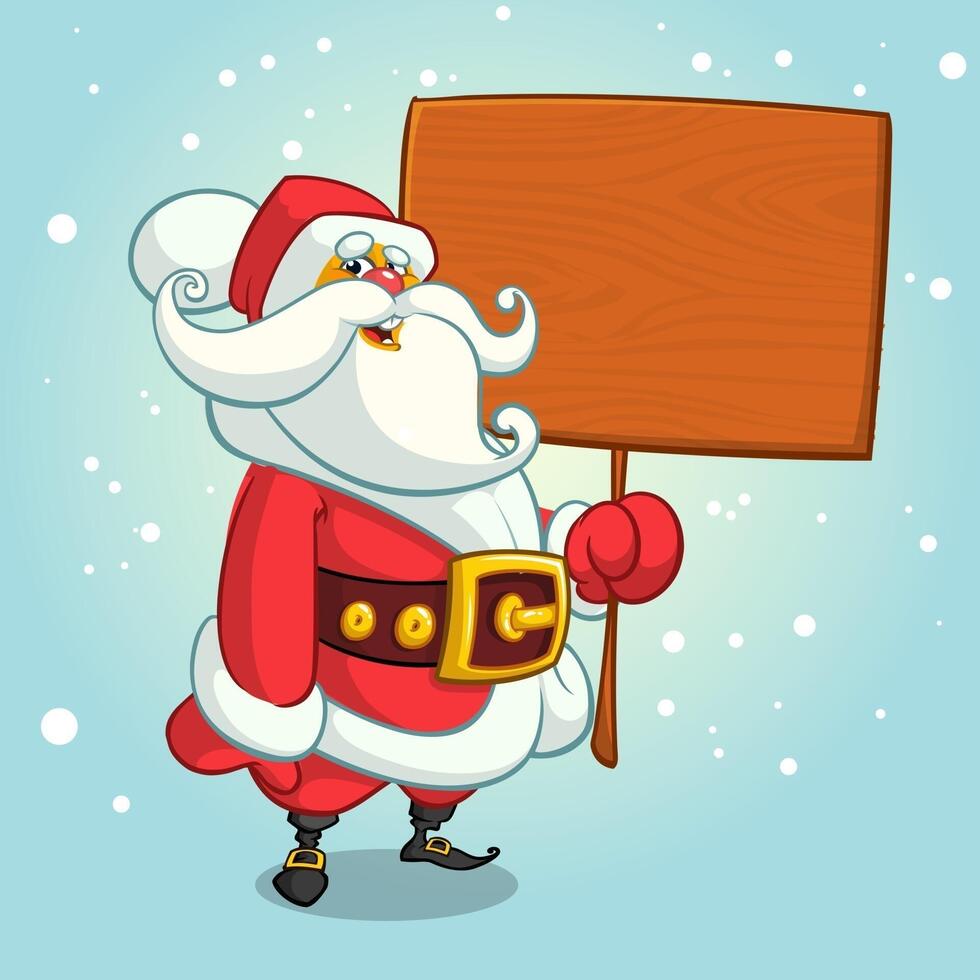 Santa Claus with a wooden sign vector