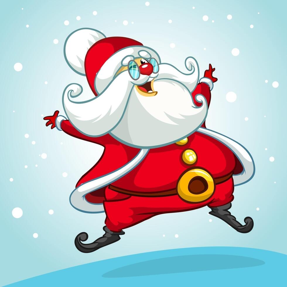 Happy Santa Claus in winter setting vector