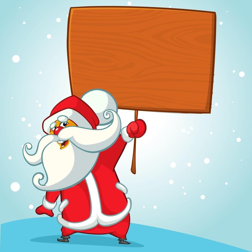 Cheerful Santa with a sign vector