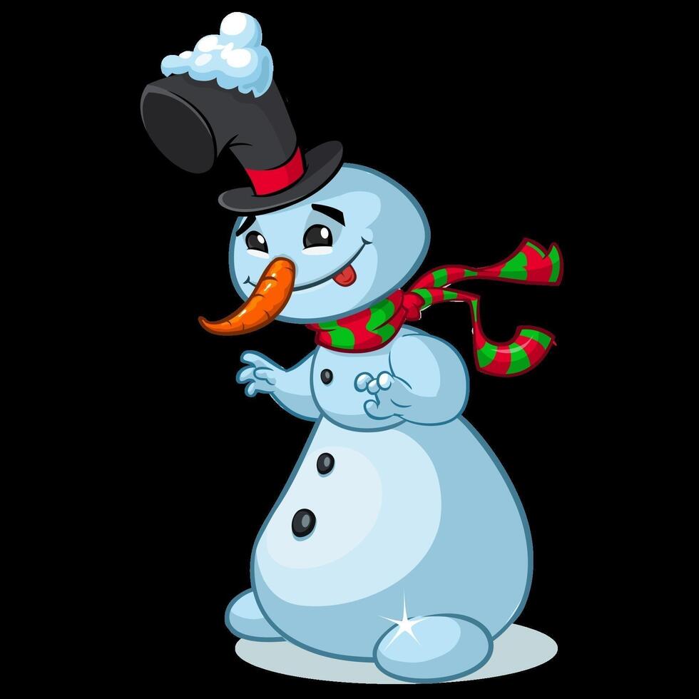 Cartoon snowman with hat and scarf vector