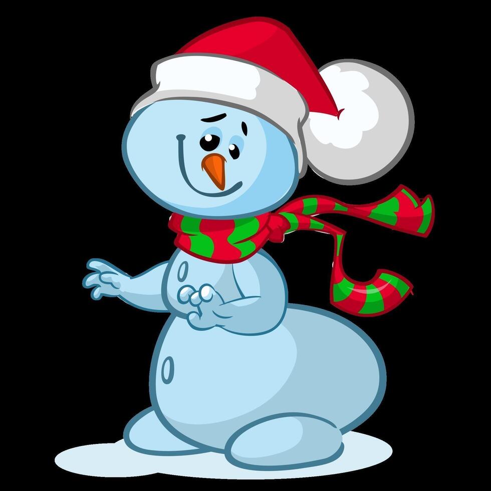 Cartoon snowman with hat and scarf vector