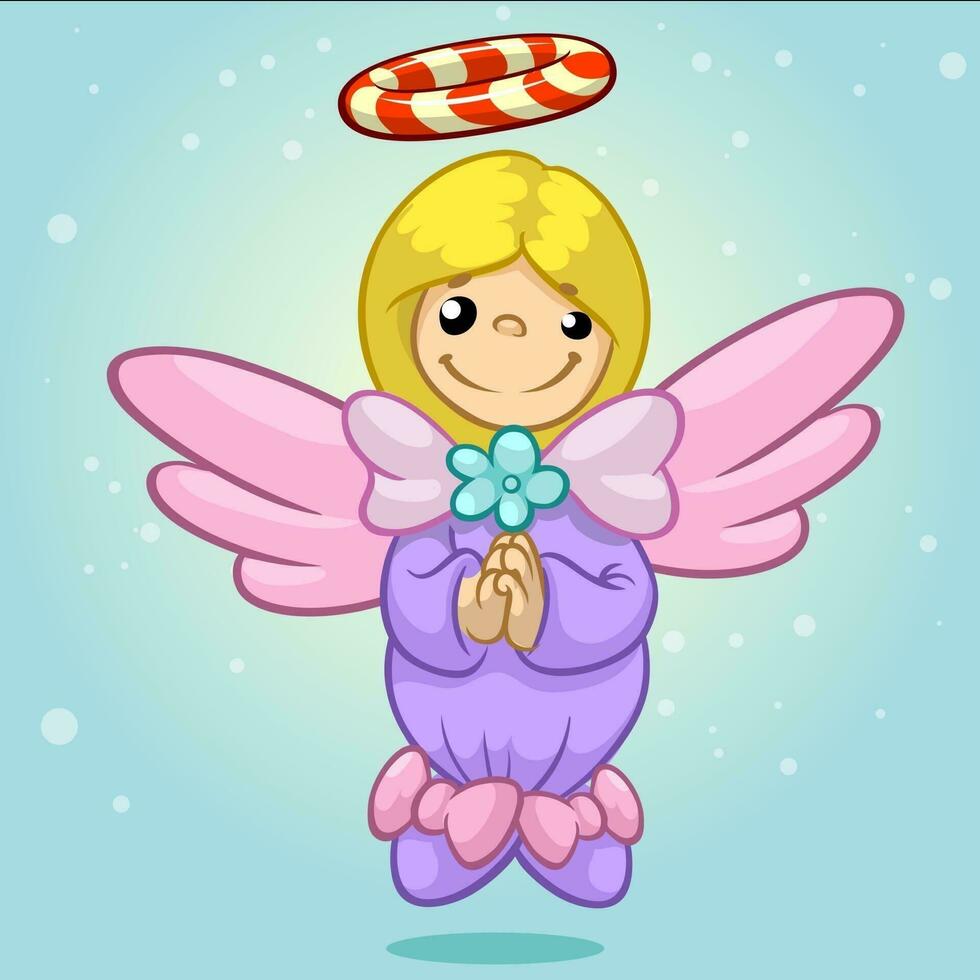 Cartoon  cute Christmas angel. Vector illustration