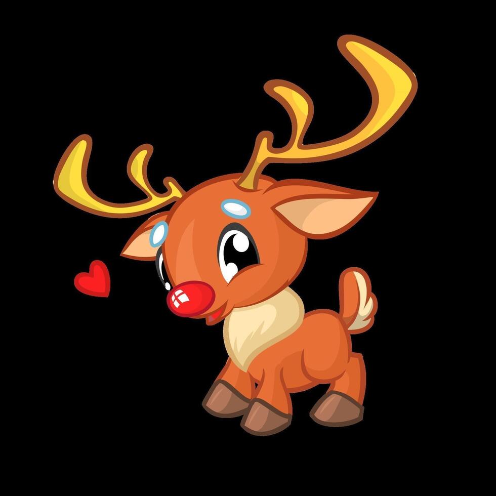 Cartoon Christmas Reindeer with red nose. Vector illustration