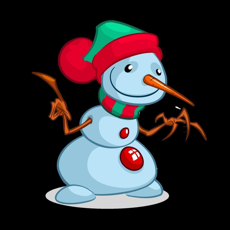 Cartoon snowman with colorful hat vector