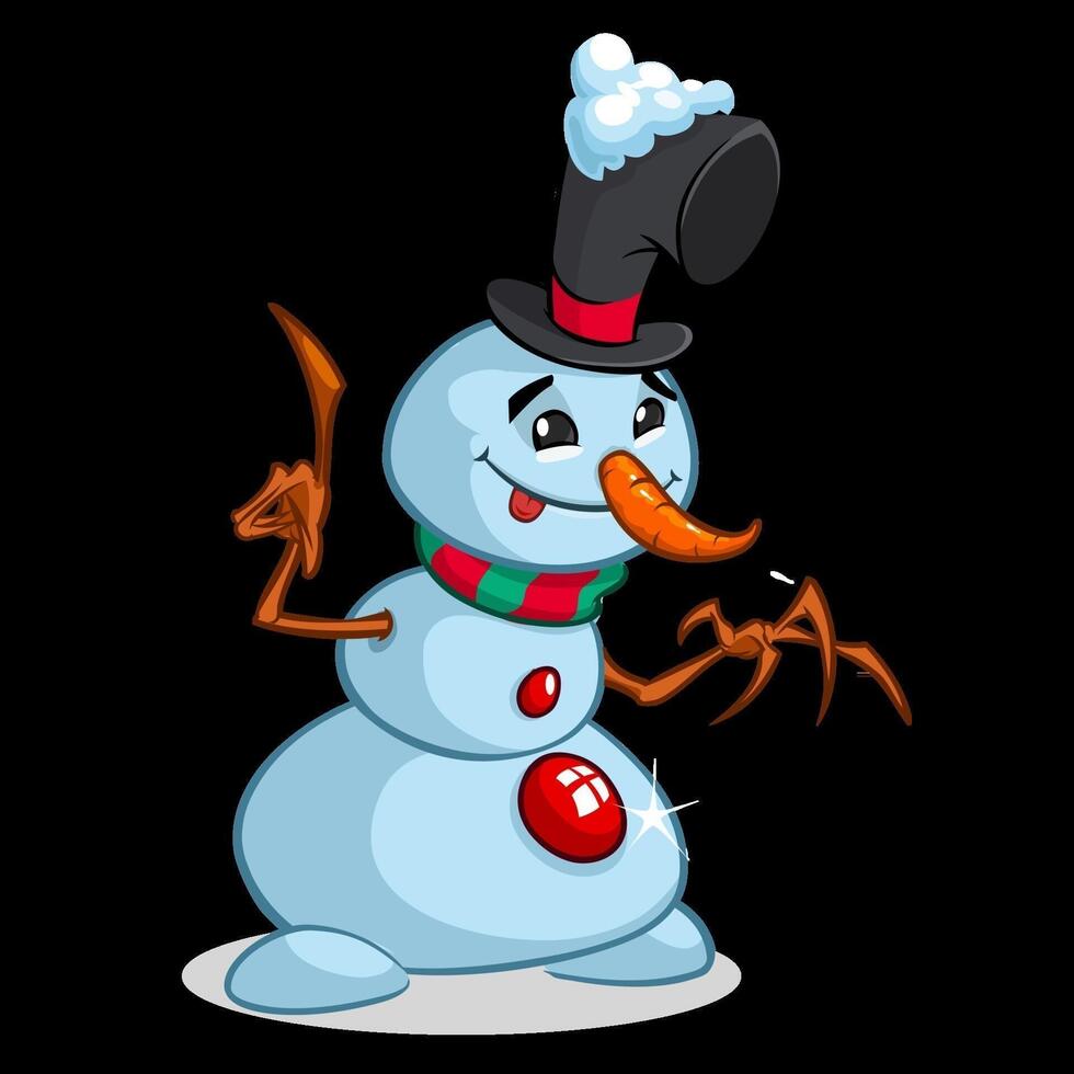 Cartoon snowman in a hat and scarf vector