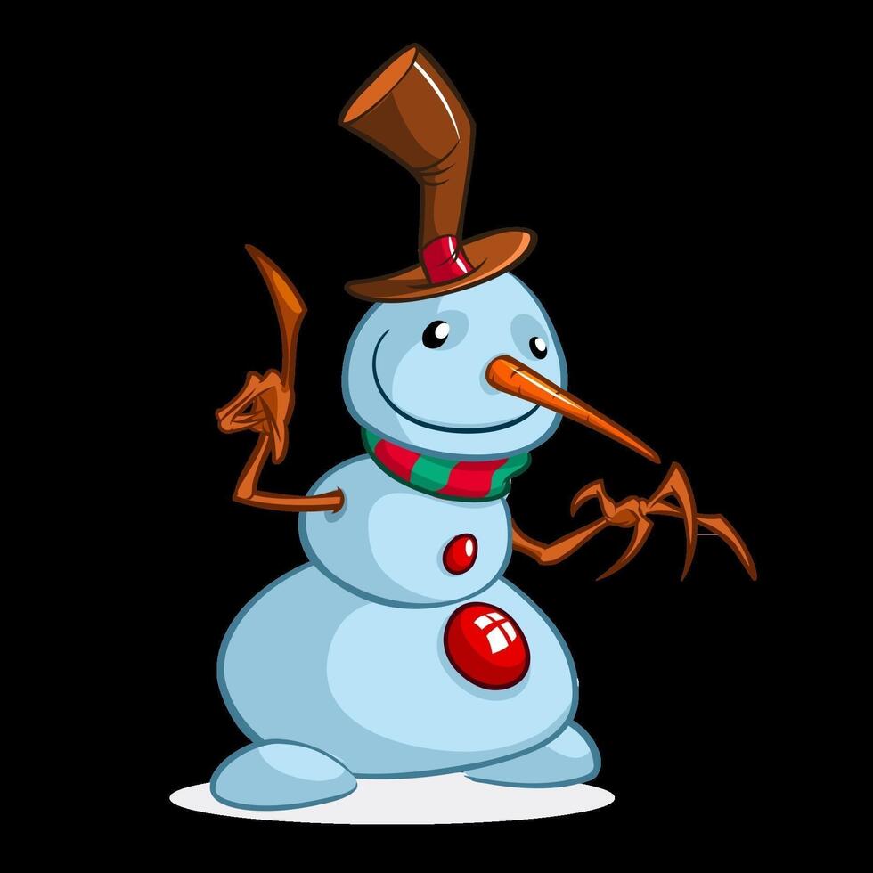 Cartoon snowman wearing a top hat vector