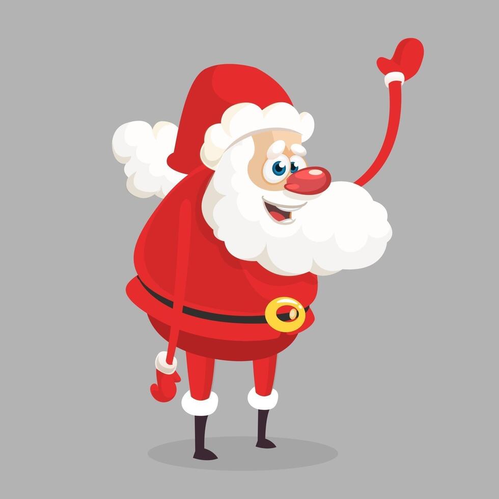 Cartoon Santa Claus waving cheerfully vector