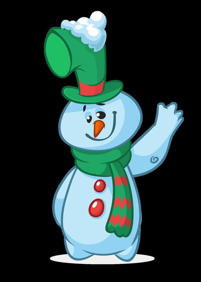 Cartoon snowman with hat and scarf vector