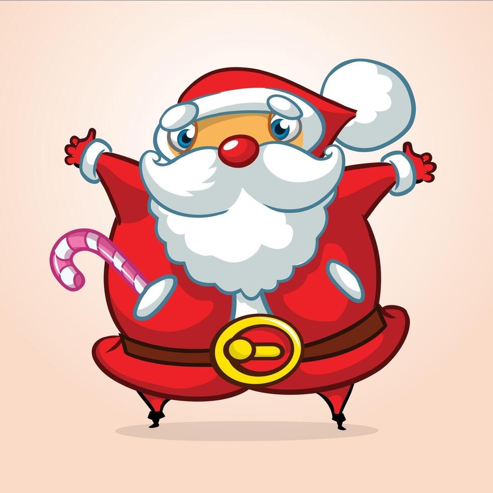 Cartoon Santa with candy cane vector