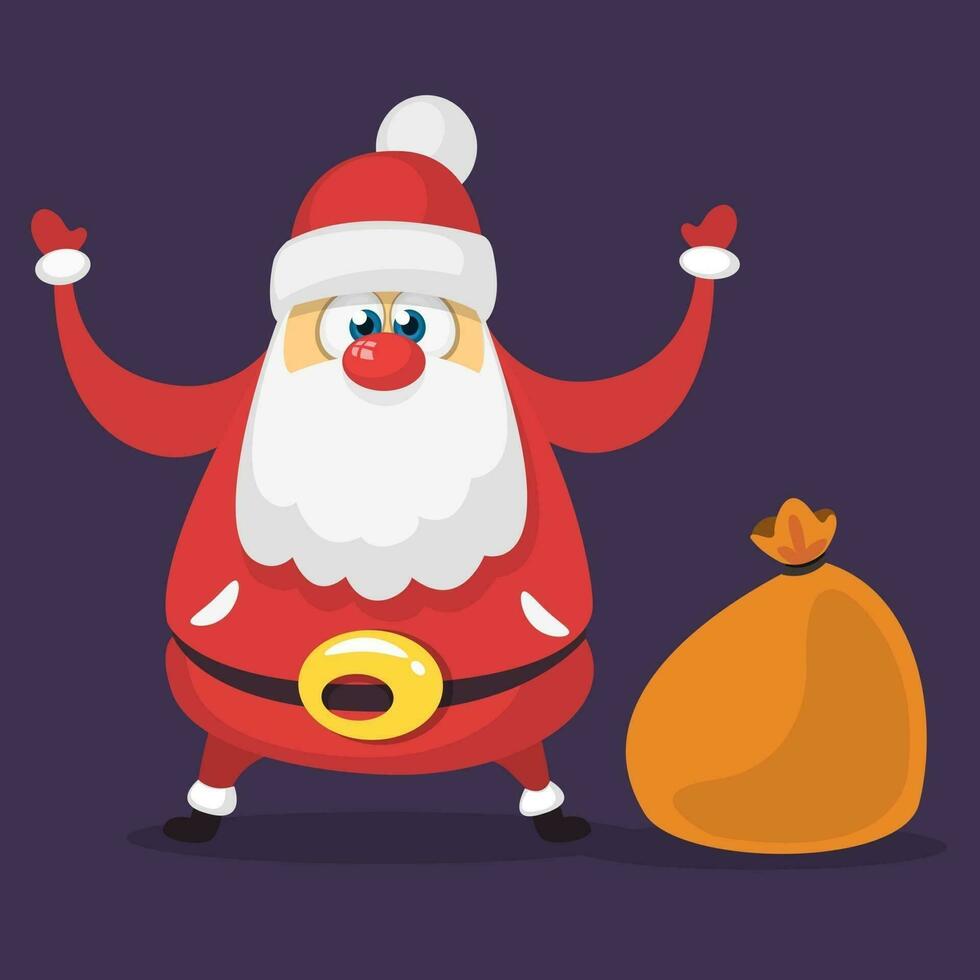 Cartoon funny Santa Claus character christmas vector illustration