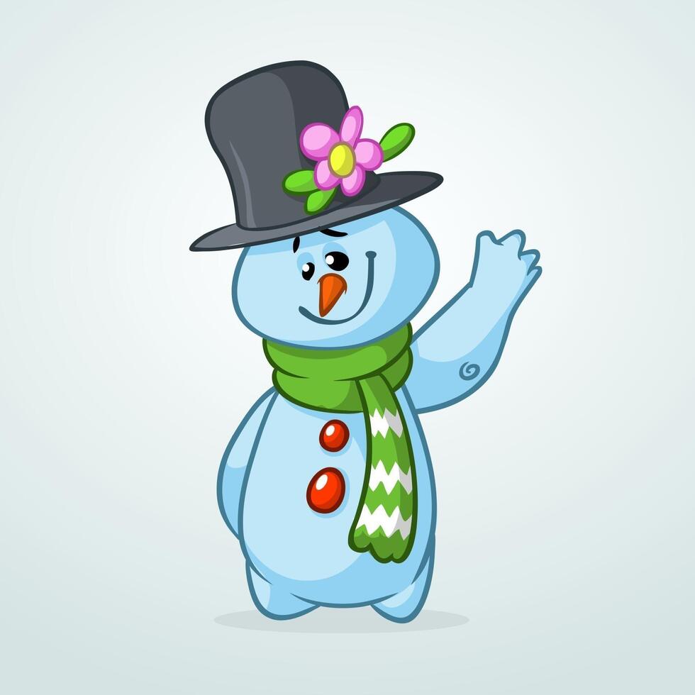 Cartoon snowman with hat and scarf vector