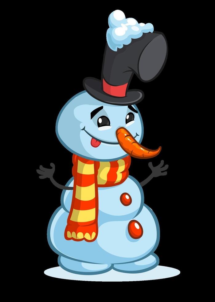 Cartoon snowman with scarf and hat vector