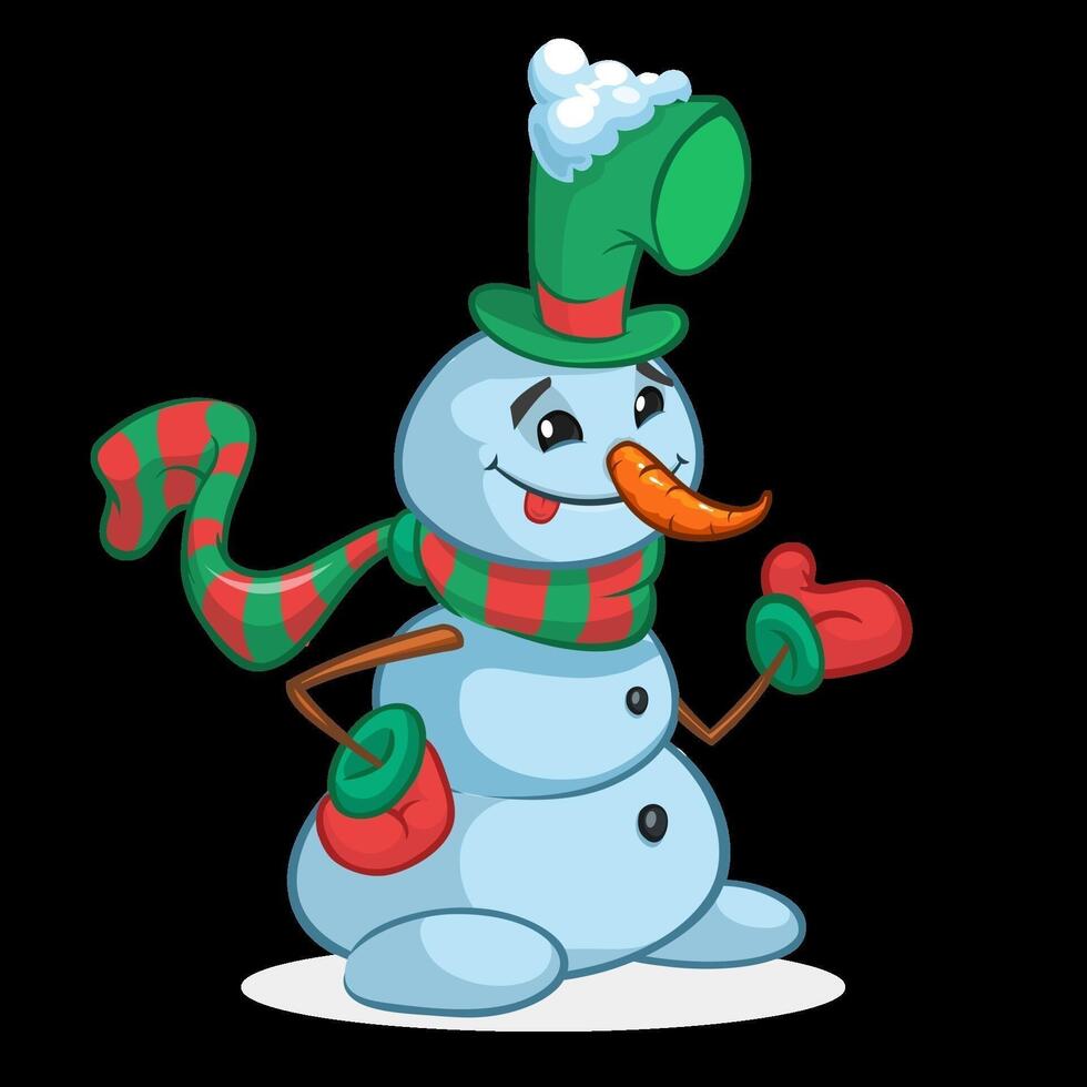 Cheerful snowman in festive attire vector