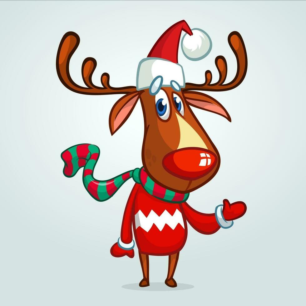 Cartoon reindeer Christmas character. Vector illustration