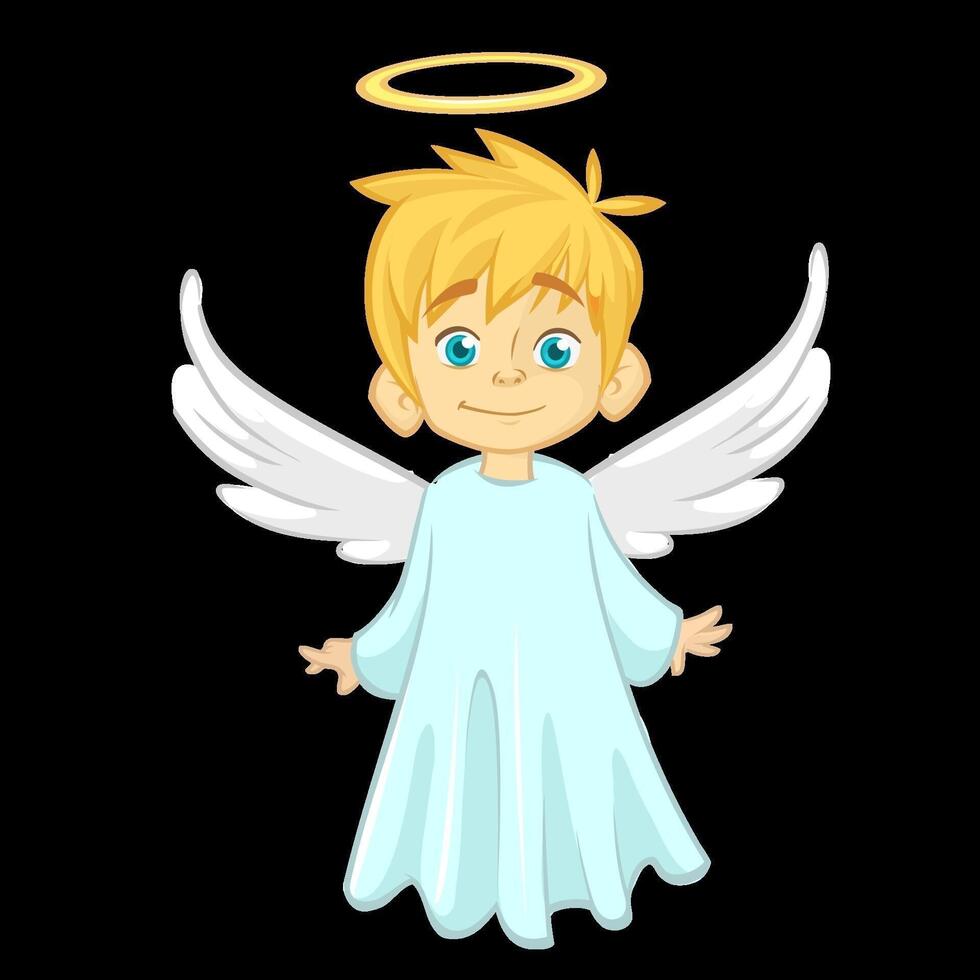 Cartoon angel boy with wings vector