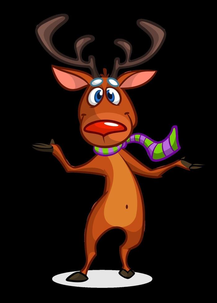 Cartoon reindeer Christmas character. Vector illustration