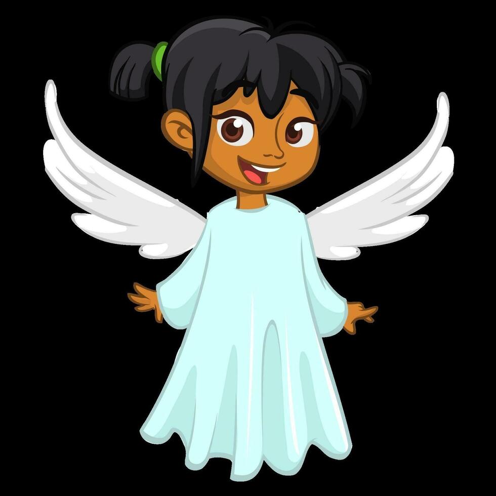 Cartoon cute Christmas angel. Vector illustration