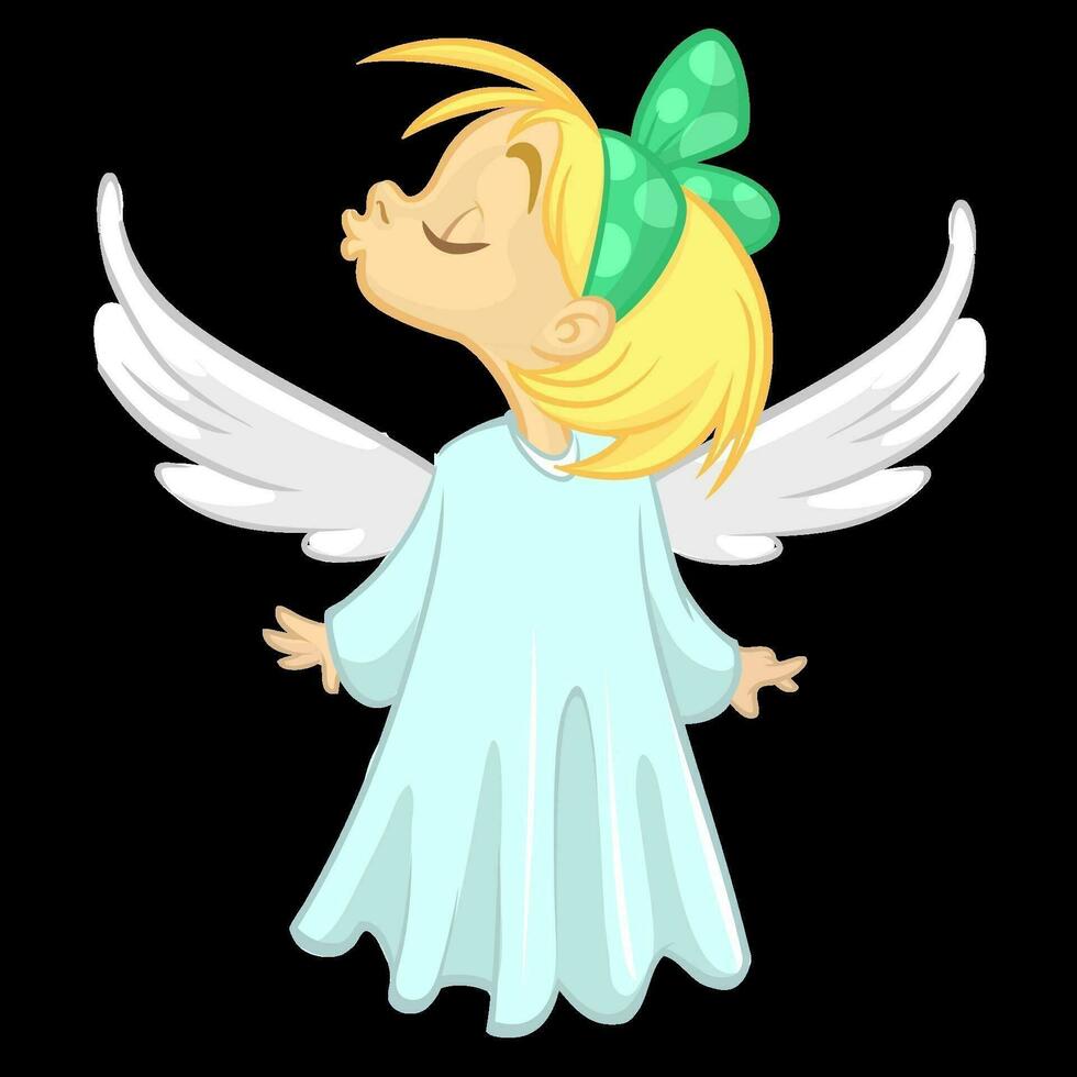 Cartoon cute Christmas angel. Vector illustration