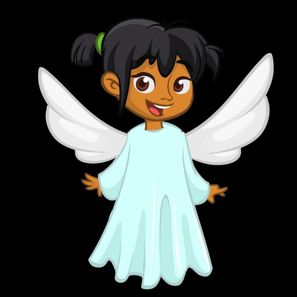 Cartoon cute Christmas angel. Vector illustration