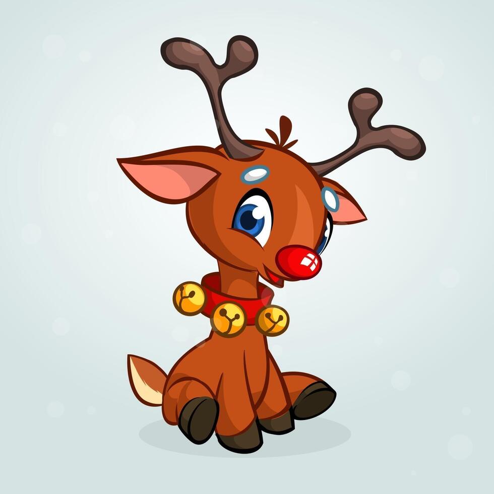 Cartoon reindeer Christmas character. Vector illustration