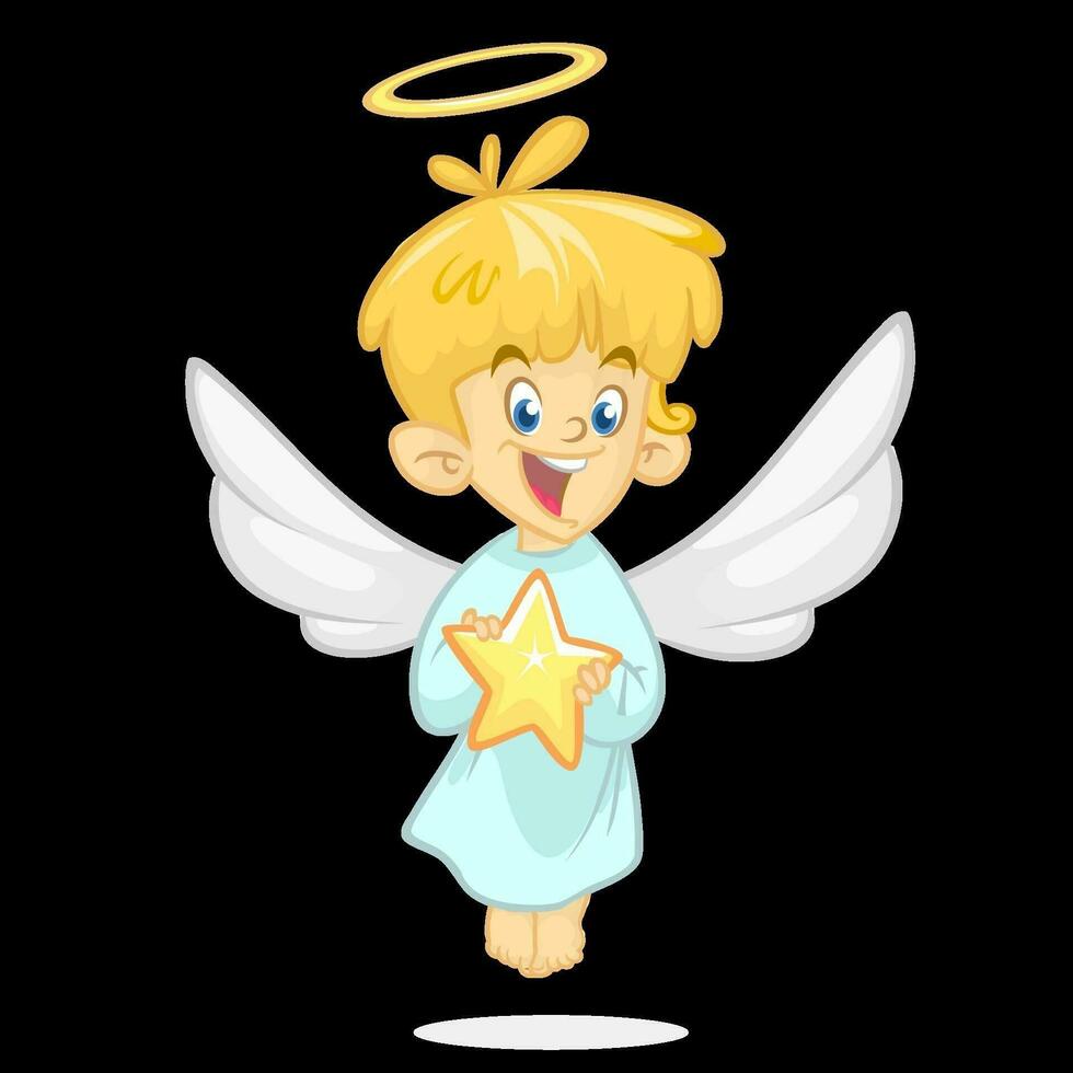 Cartoon cute Christmas angel. Vector illustration