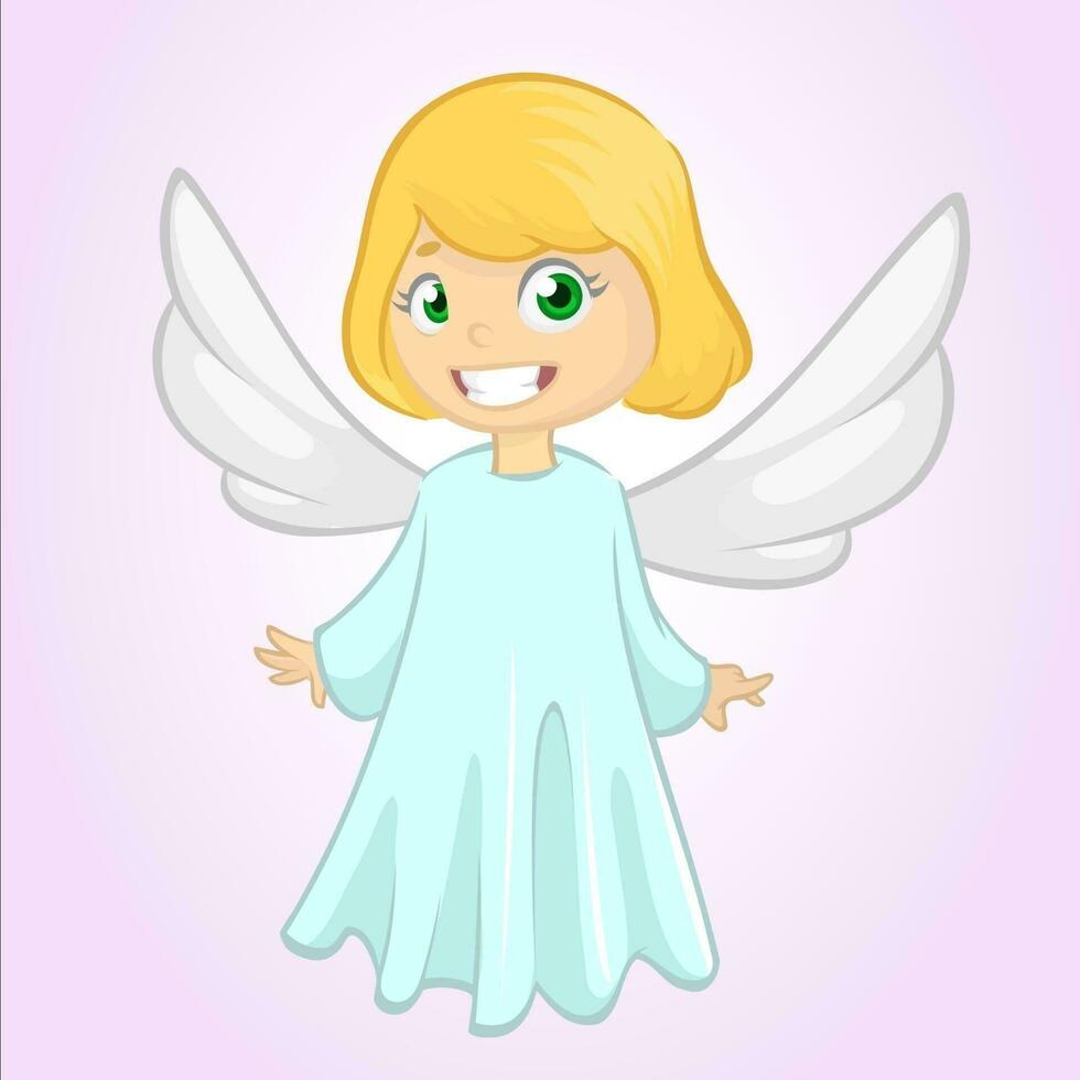 Cartoon cute Christmas angel. Vector illustration