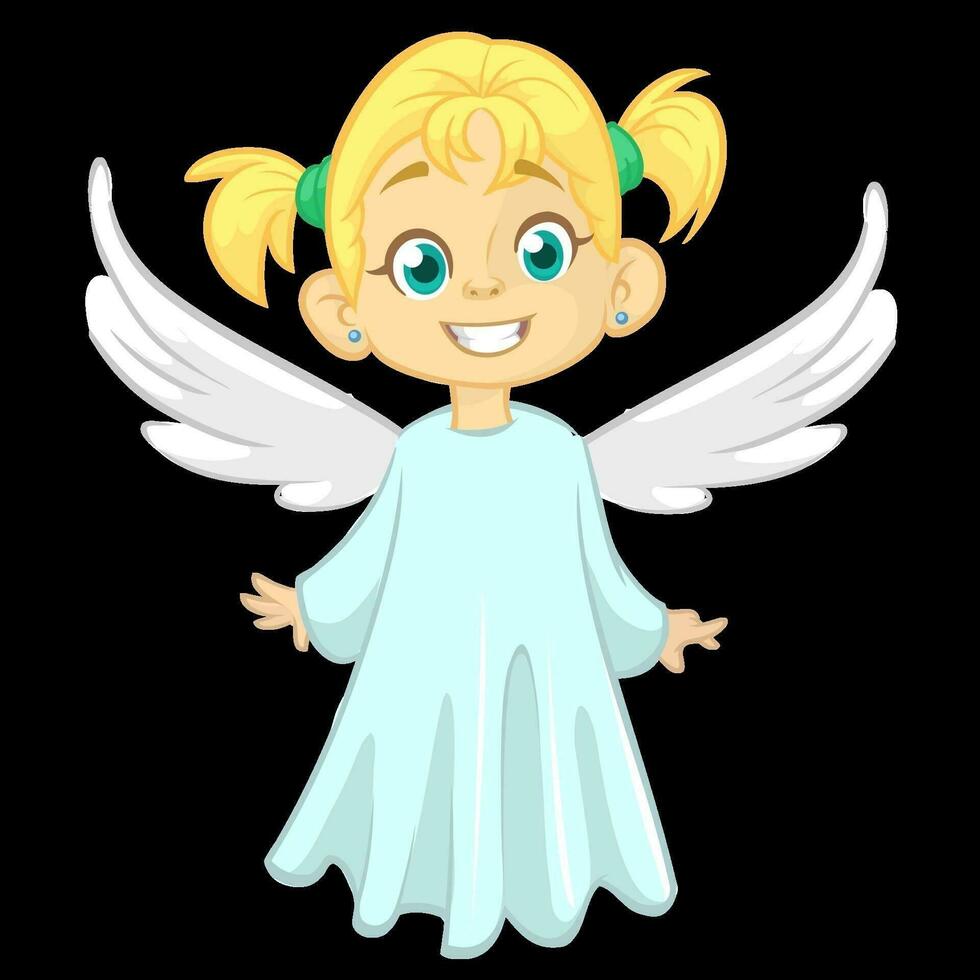 Cartoon cute Christmas angel. Vector illustration