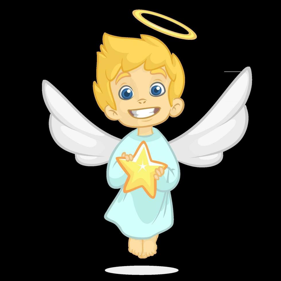 Cartoon cute Christmas angel. Vector illustration