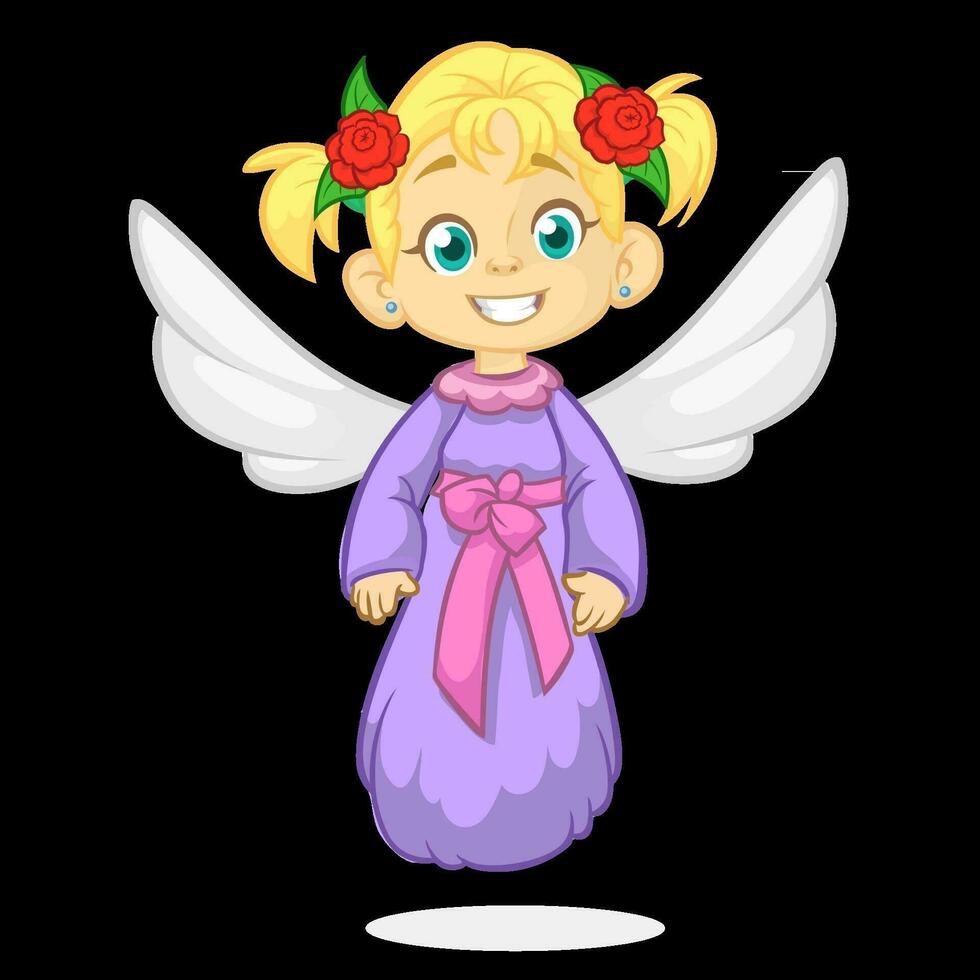 Cartoon cute Christmas angel. Vector illustration