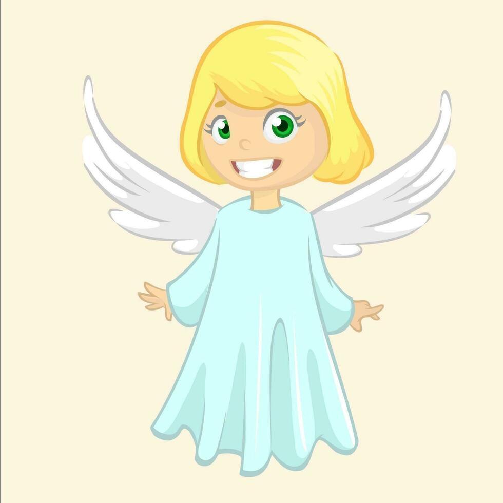 Cartoon cute Christmas angel. Vector illustration