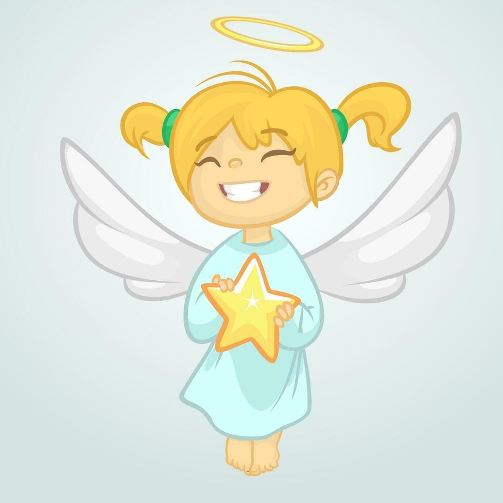 Cartoon cute Christmas angel. Vector illustration