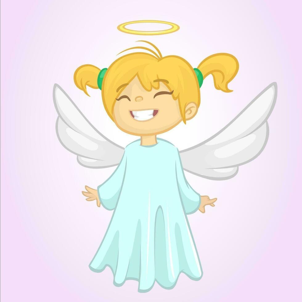 Cartoon cute Christmas angel. Vector illustration