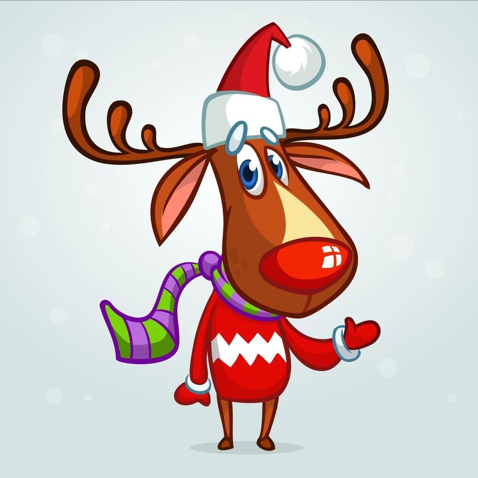 Cartoon reindeer Christmas character. Vector illustration
