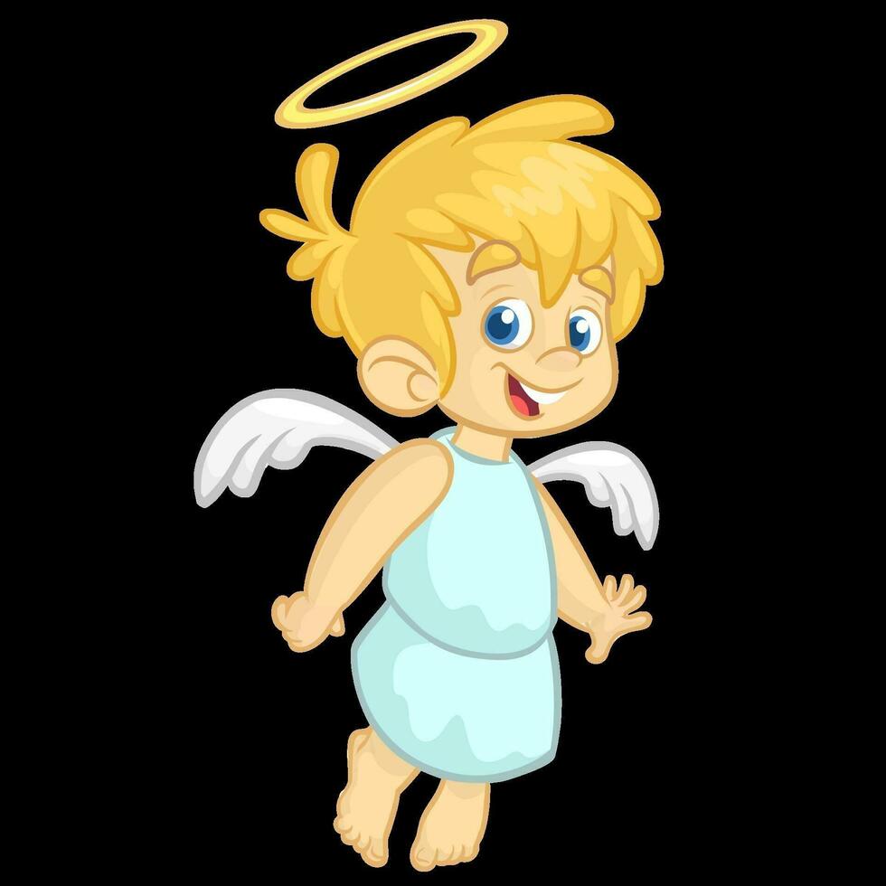 Cartoon cute Christmas angel. Vector illustration