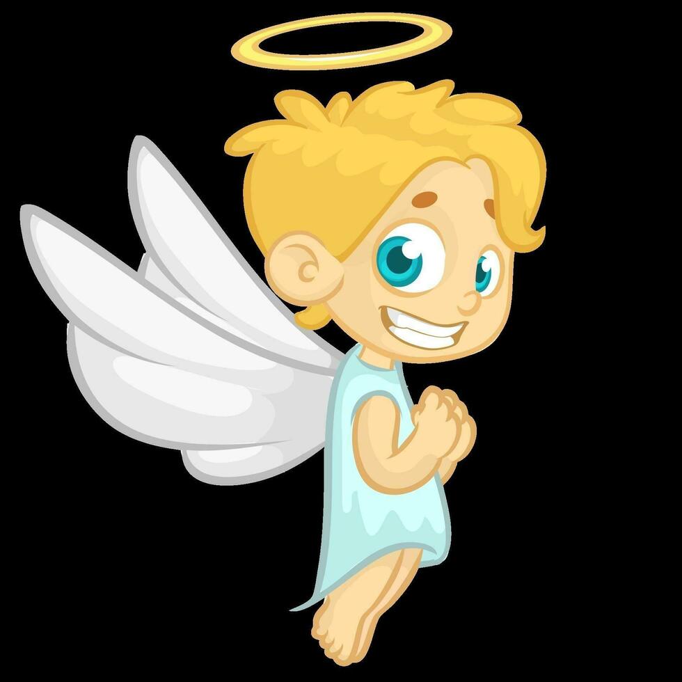 Cartoon cute Christmas angel. Vector illustration